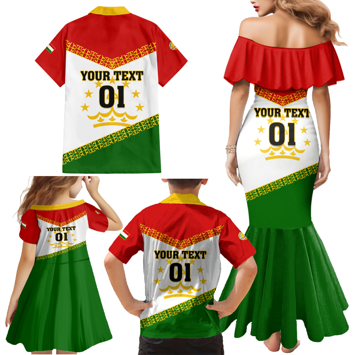 Tajikistan Football Family Matching Mermaid Dress and Hawaiian Shirt Come On Tadzhikistan - Wonder Print Shop