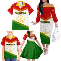 Tajikistan Football Family Matching Off Shoulder Long Sleeve Dress and Hawaiian Shirt Come On Tadzhikistan - Wonder Print Shop