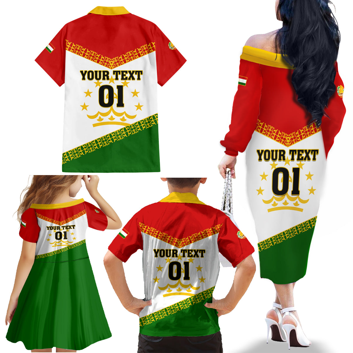 Tajikistan Football Family Matching Off Shoulder Long Sleeve Dress and Hawaiian Shirt Come On Tadzhikistan - Wonder Print Shop