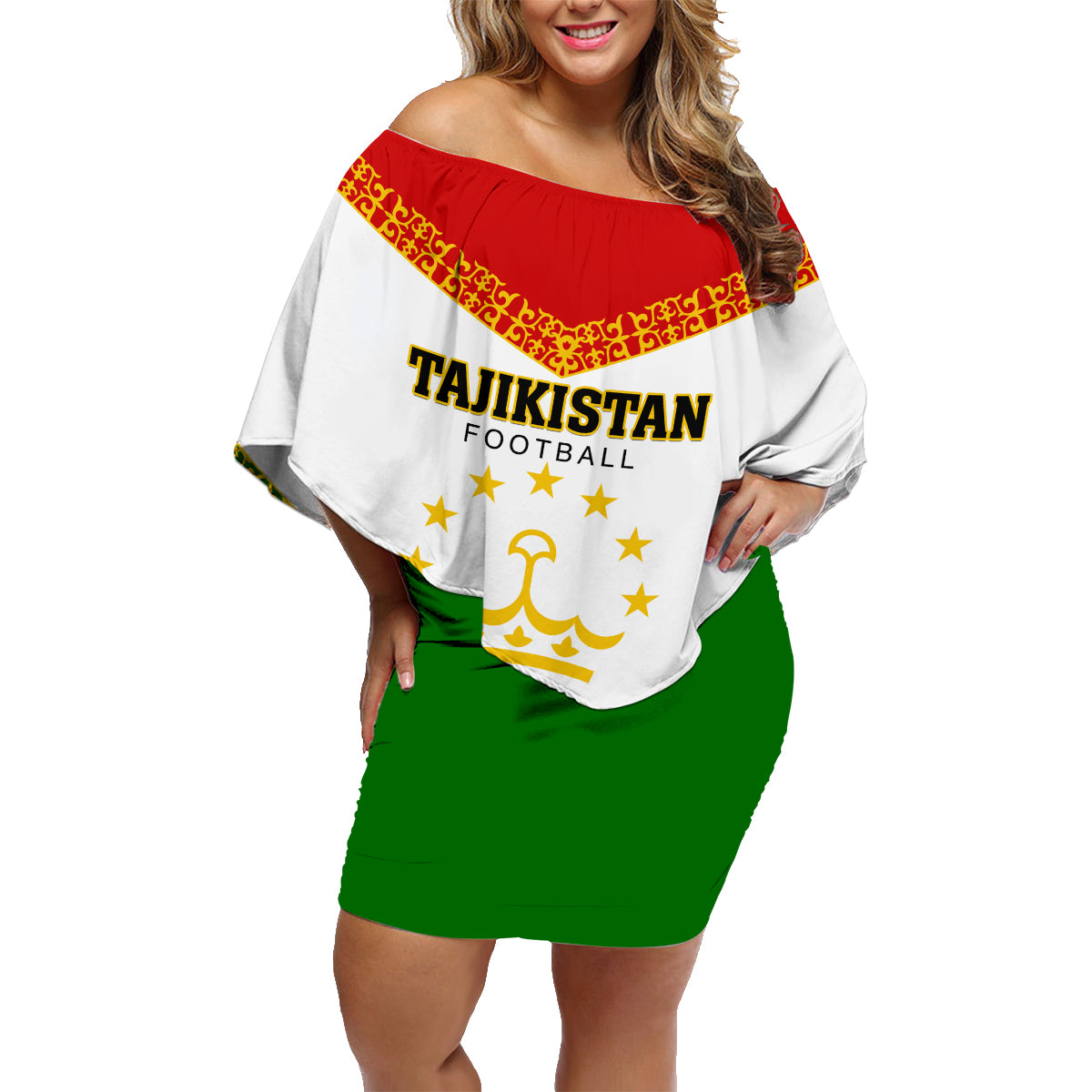 Tajikistan Football Family Matching Off Shoulder Short Dress and Hawaiian Shirt Come On Tadzhikistan - Wonder Print Shop