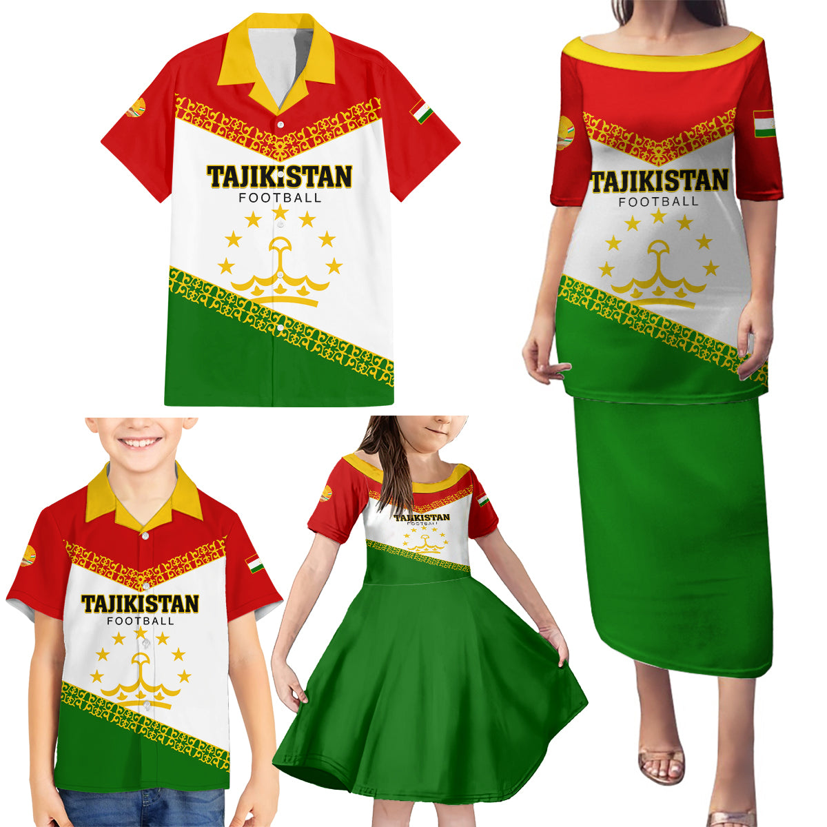 Tajikistan Football Family Matching Puletasi and Hawaiian Shirt Come On Tadzhikistan - Wonder Print Shop