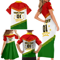 Tajikistan Football Family Matching Short Sleeve Bodycon Dress and Hawaiian Shirt Come On Tadzhikistan - Wonder Print Shop
