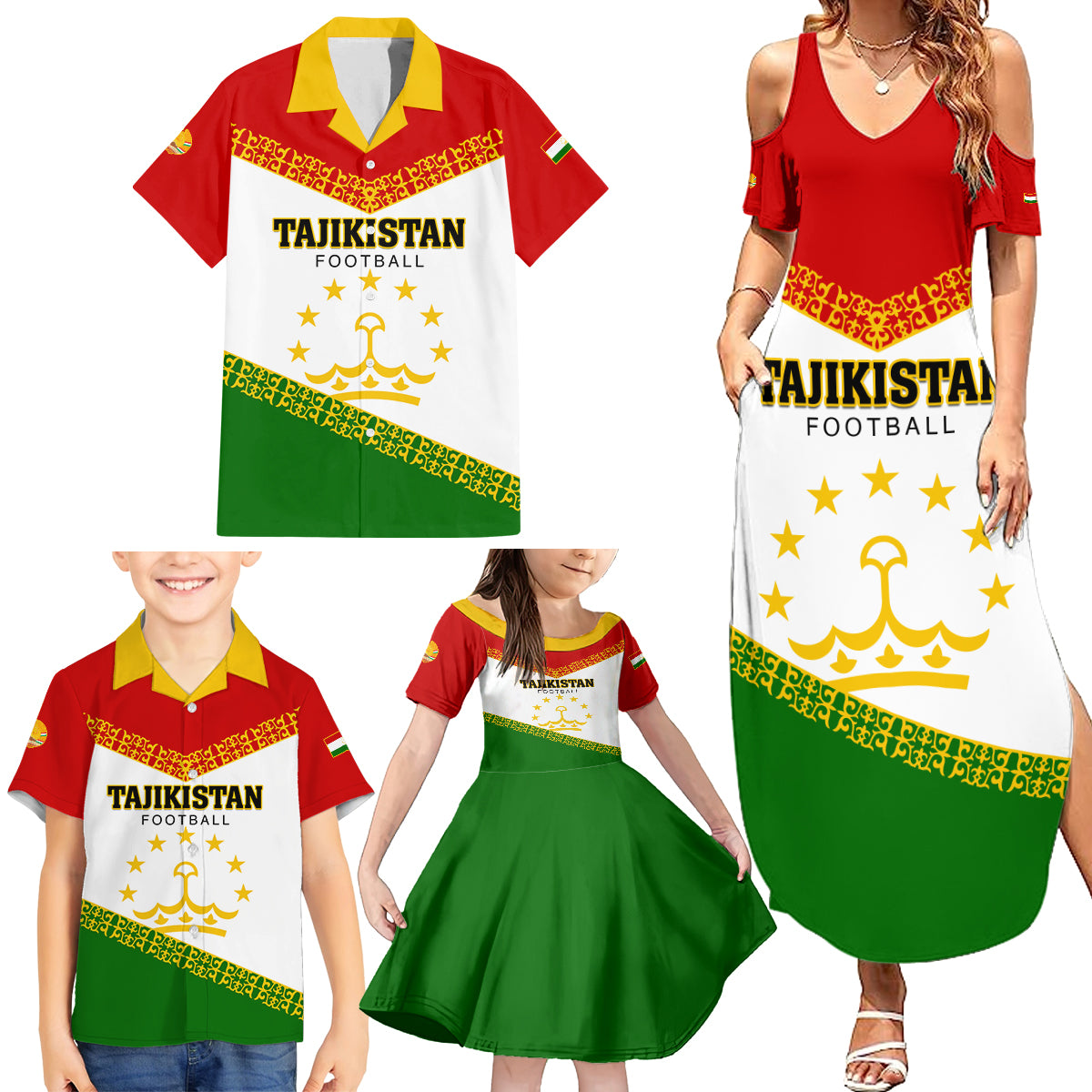 Tajikistan Football Family Matching Summer Maxi Dress and Hawaiian Shirt Come On Tadzhikistan - Wonder Print Shop