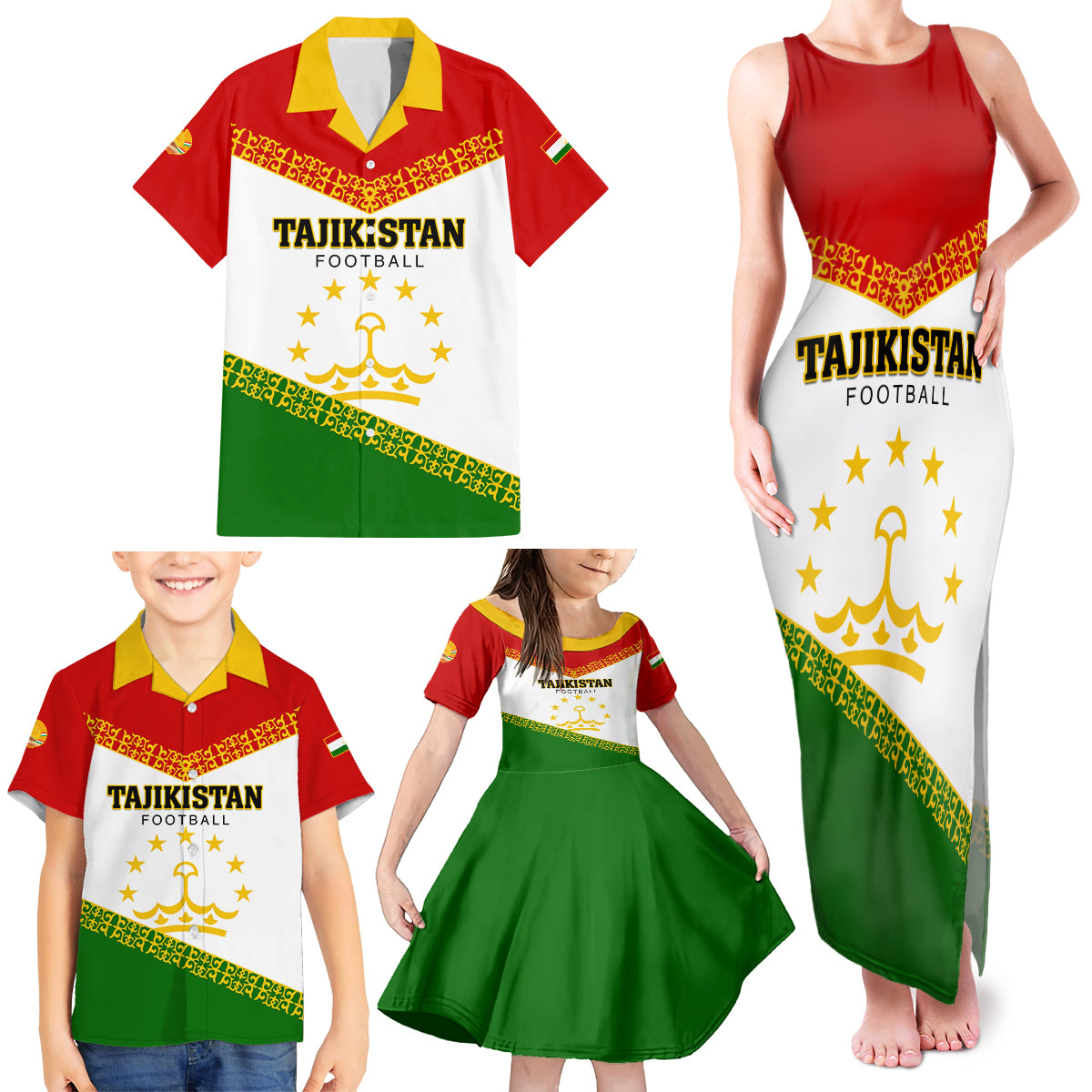 Tajikistan Football Family Matching Tank Maxi Dress and Hawaiian Shirt Come On Tadzhikistan - Wonder Print Shop