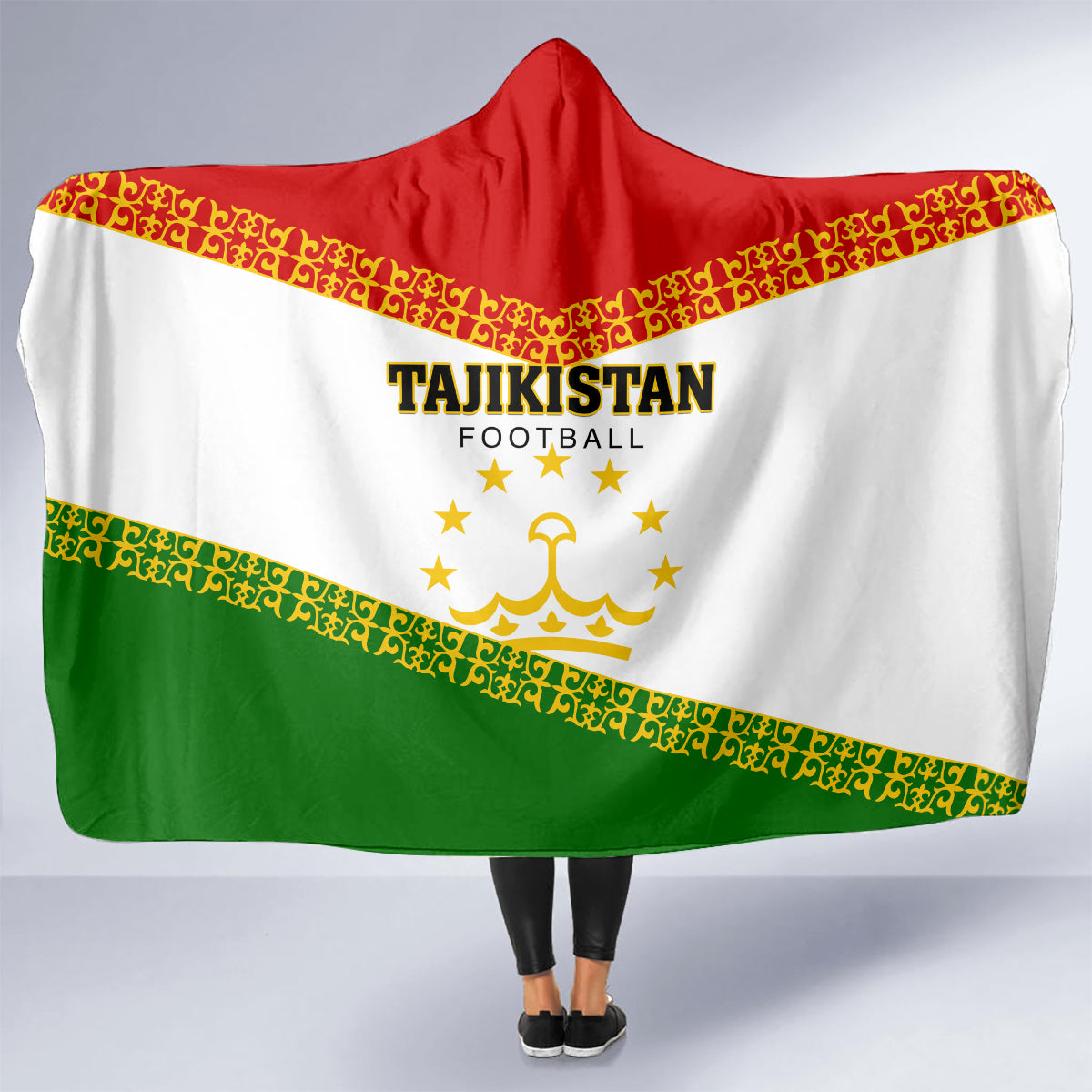Tajikistan Football Hooded Blanket Come On Tadzhikistan