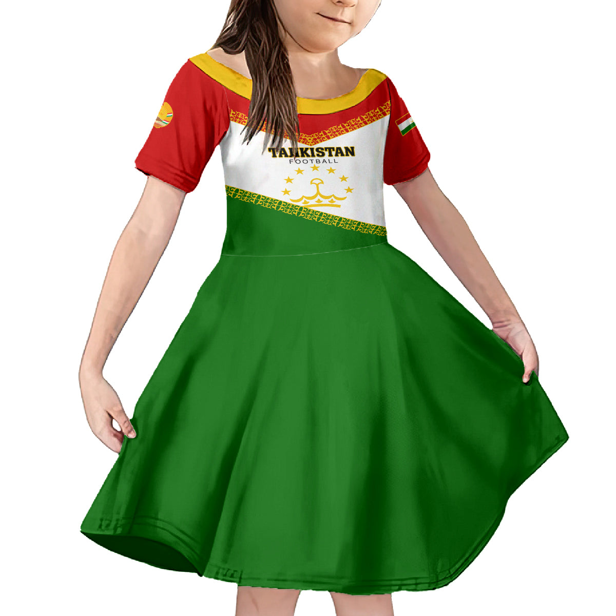 Tajikistan Football Kid Short Sleeve Dress Come On Tadzhikistan - Wonder Print Shop