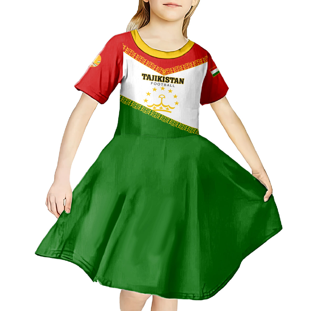 Tajikistan Football Kid Short Sleeve Dress Come On Tadzhikistan - Wonder Print Shop