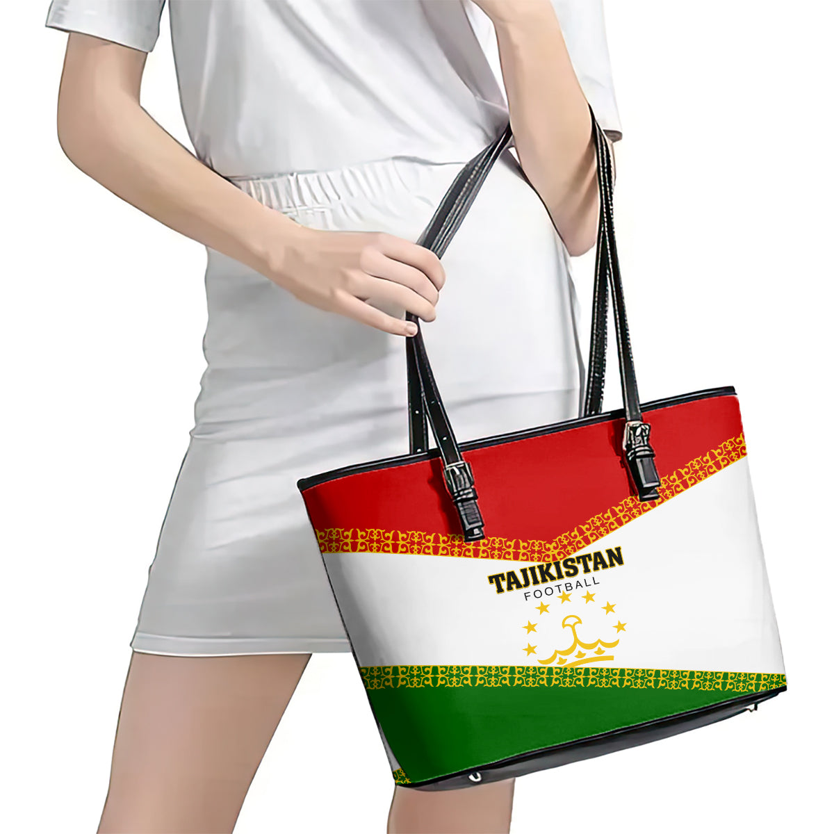 Tajikistan Football Leather Tote Bag Come On Tadzhikistan - Wonder Print Shop