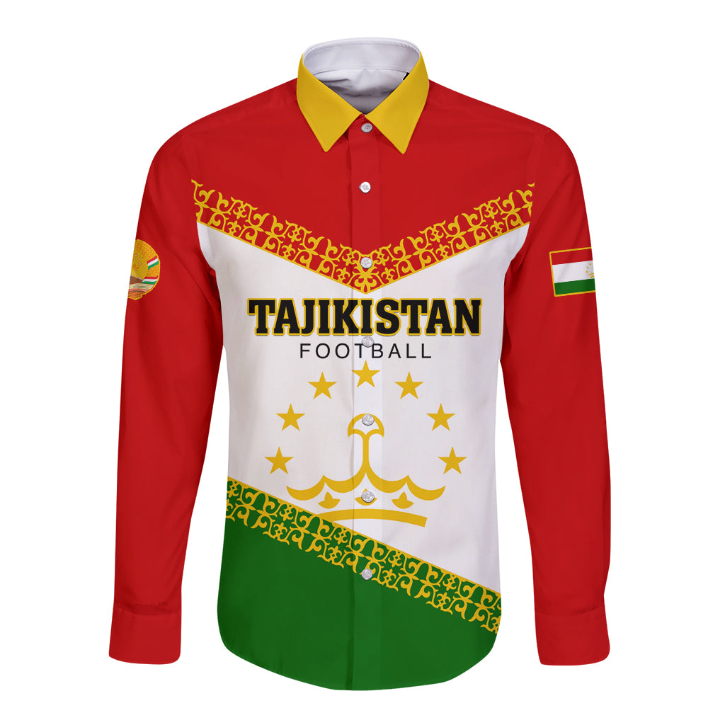 Tajikistan Football Long Sleeve Button Shirt Come On Tadzhikistan - Wonder Print Shop