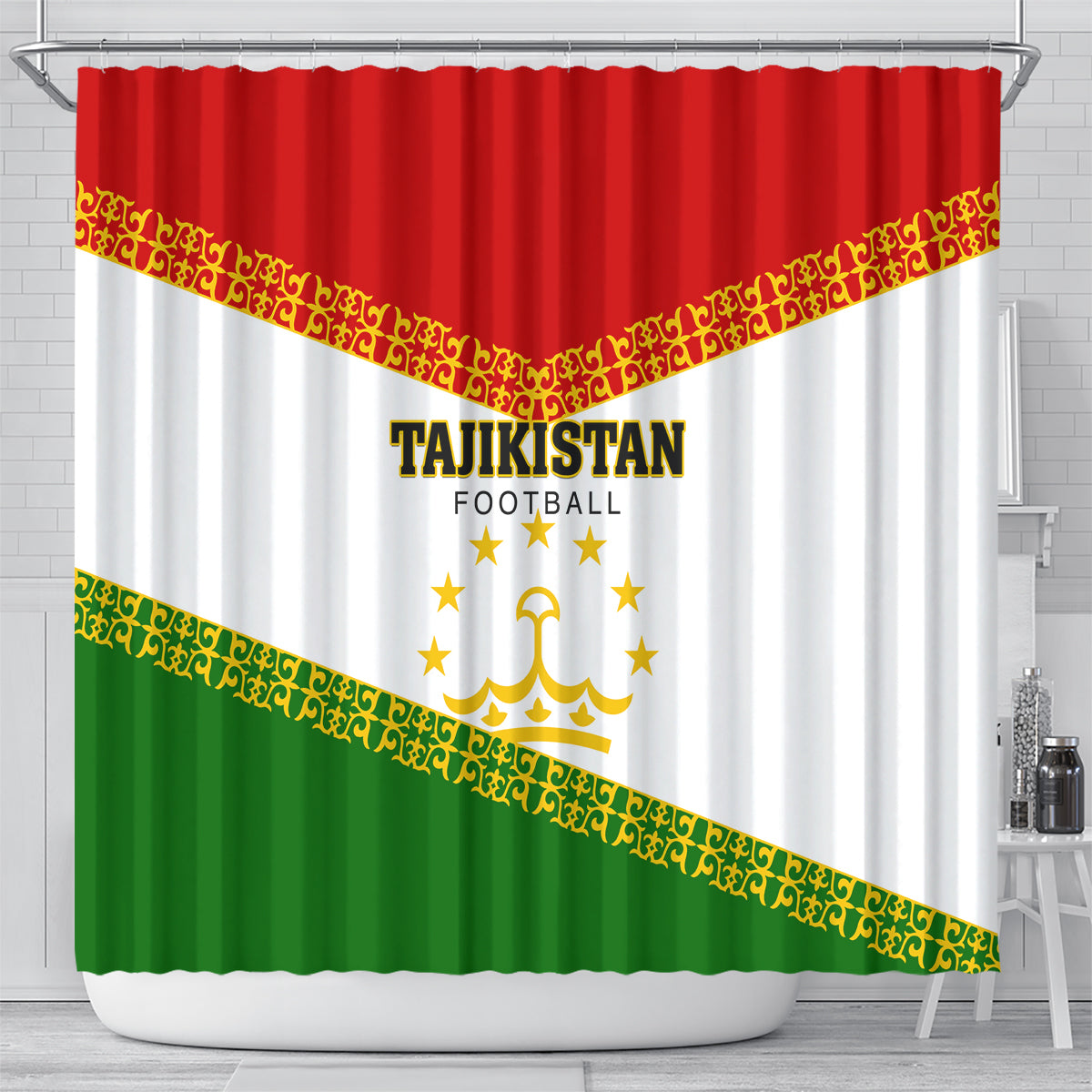 Tajikistan Football Shower Curtain Come On Tadzhikistan