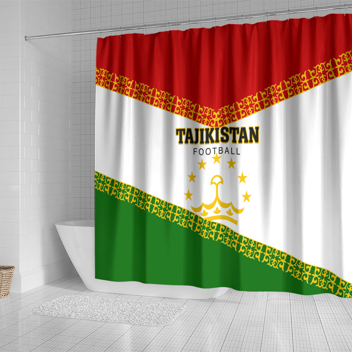 Tajikistan Football Shower Curtain Come On Tadzhikistan