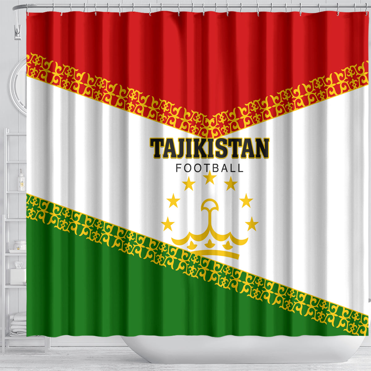 Tajikistan Football Shower Curtain Come On Tadzhikistan