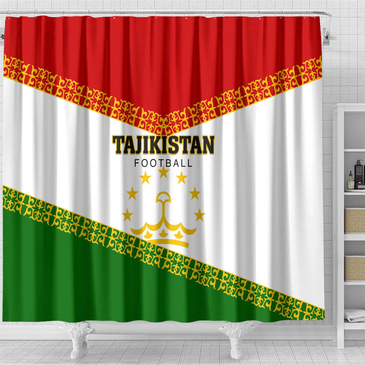 Tajikistan Football Shower Curtain Come On Tadzhikistan