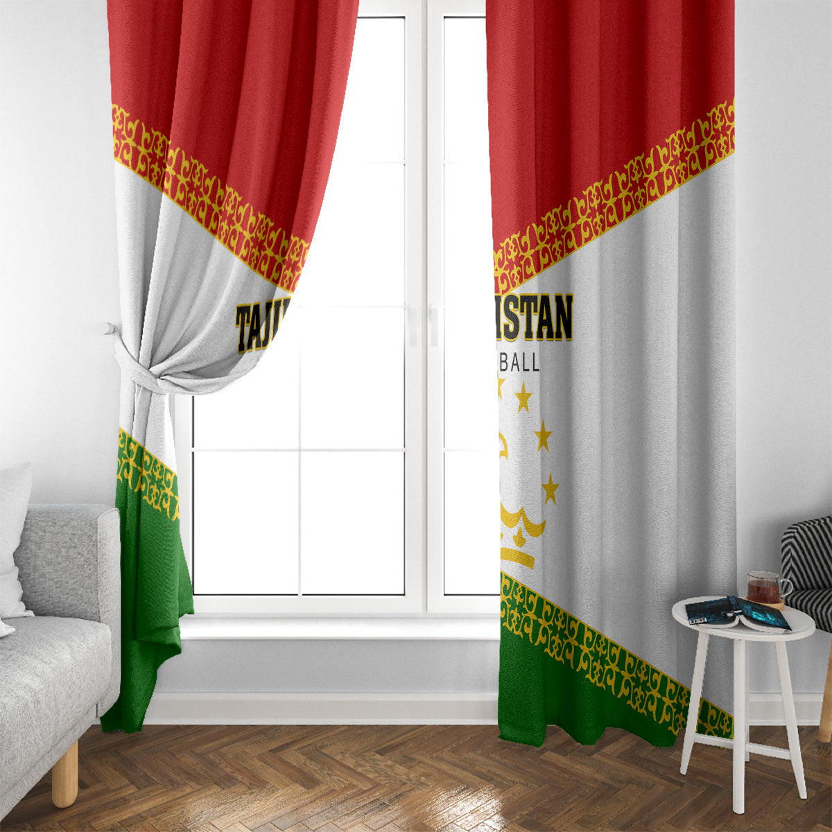 Tajikistan Football Window Curtain Come On Tadzhikistan - Wonder Print Shop