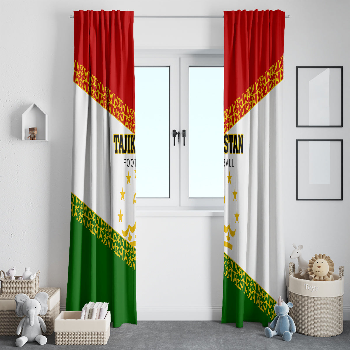 Tajikistan Football Window Curtain Come On Tadzhikistan - Wonder Print Shop