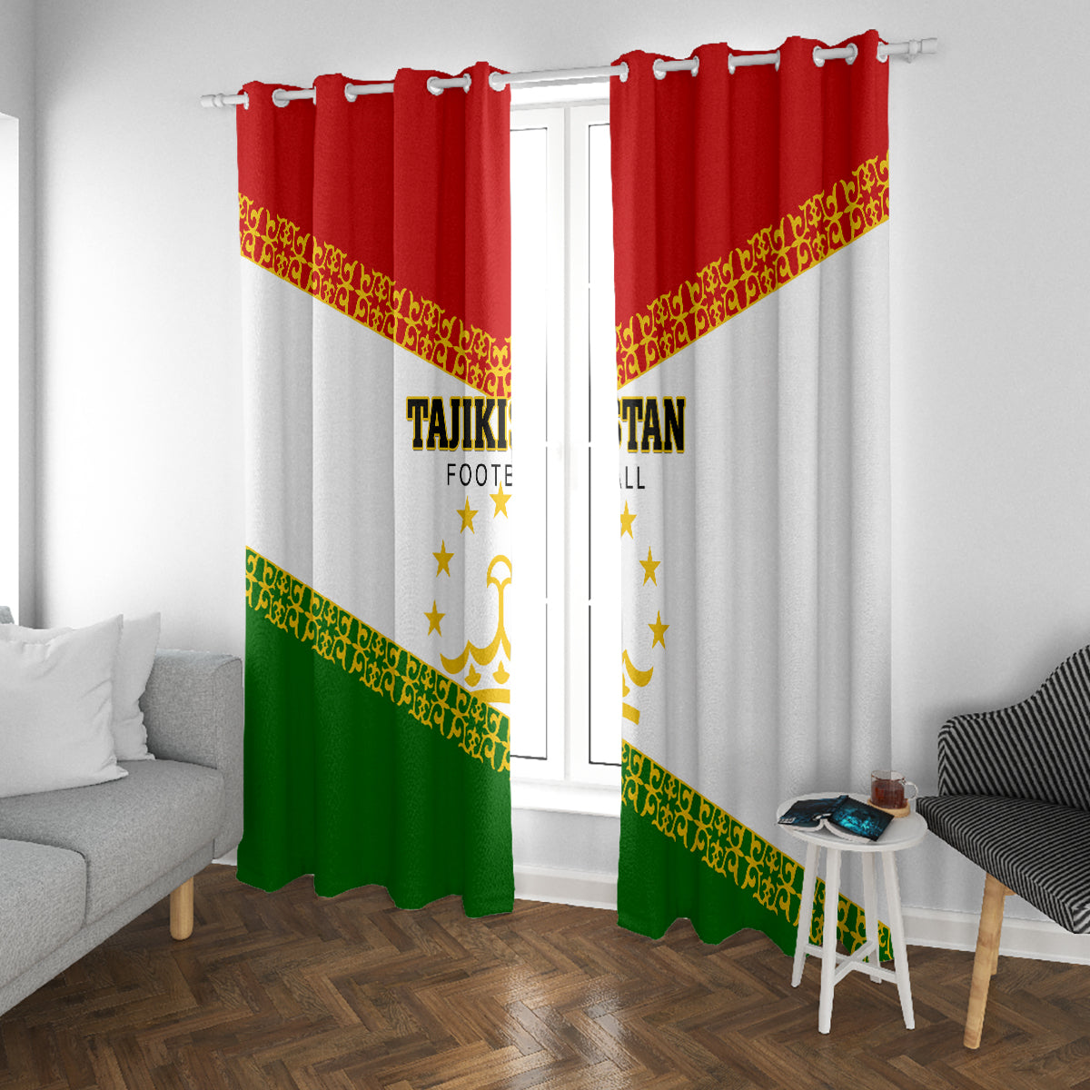 Tajikistan Football Window Curtain Come On Tadzhikistan - Wonder Print Shop