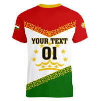 Tajikistan Football Women V Neck T Shirt Come On Tadzhikistan - Wonder Print Shop