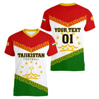 Tajikistan Football Women V Neck T Shirt Come On Tadzhikistan - Wonder Print Shop