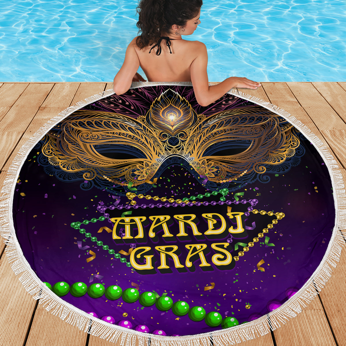 Mardi Gras 2024 Beach Blanket Carnival Mask Special Version - Wonder Print Shop