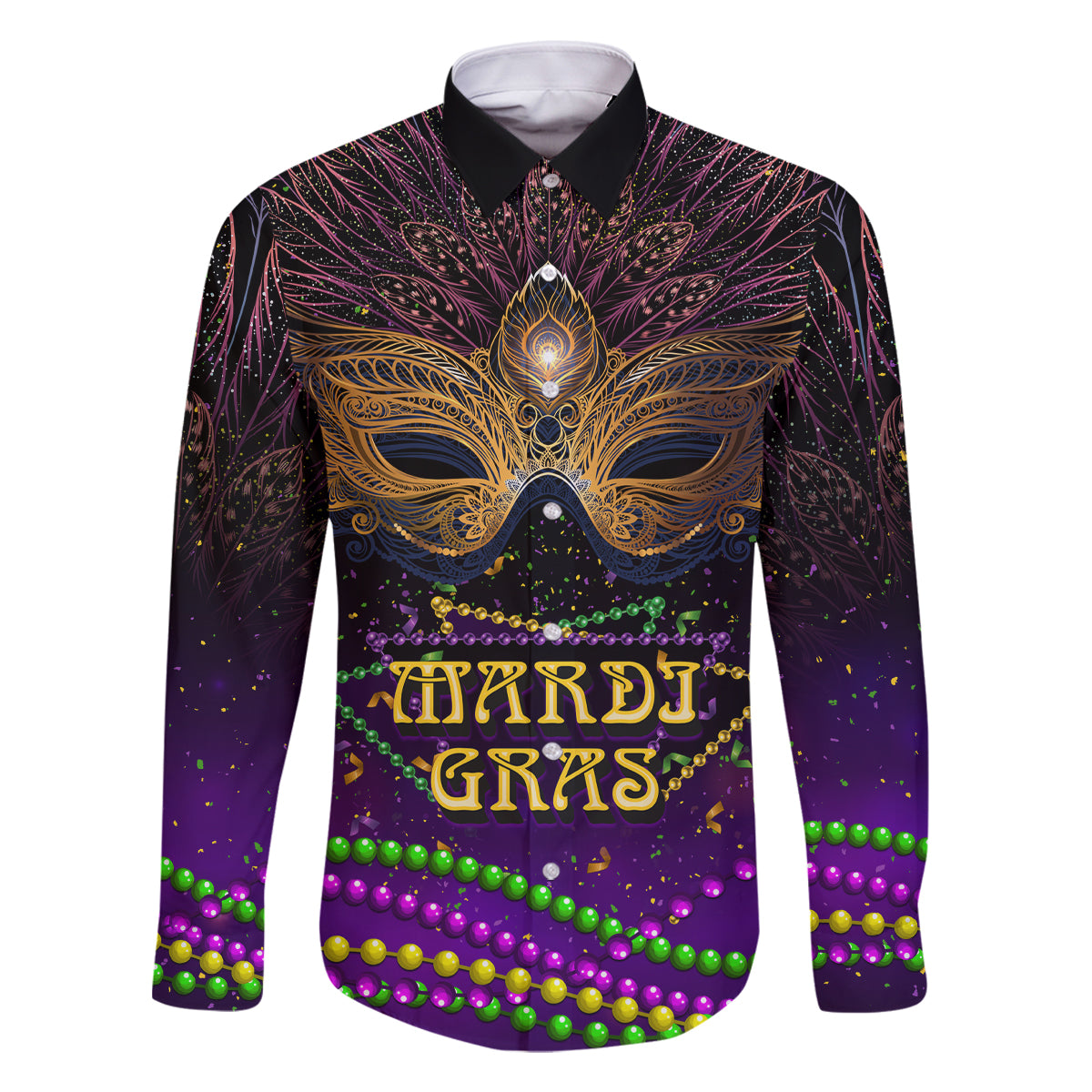 Mardi Gras 2024 Family Matching Mermaid Dress and Hawaiian Shirt Carnival Mask Special Version - Wonder Print Shop