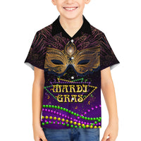 Mardi Gras 2024 Family Matching Off Shoulder Short Dress and Hawaiian Shirt Carnival Mask Special Version - Wonder Print Shop