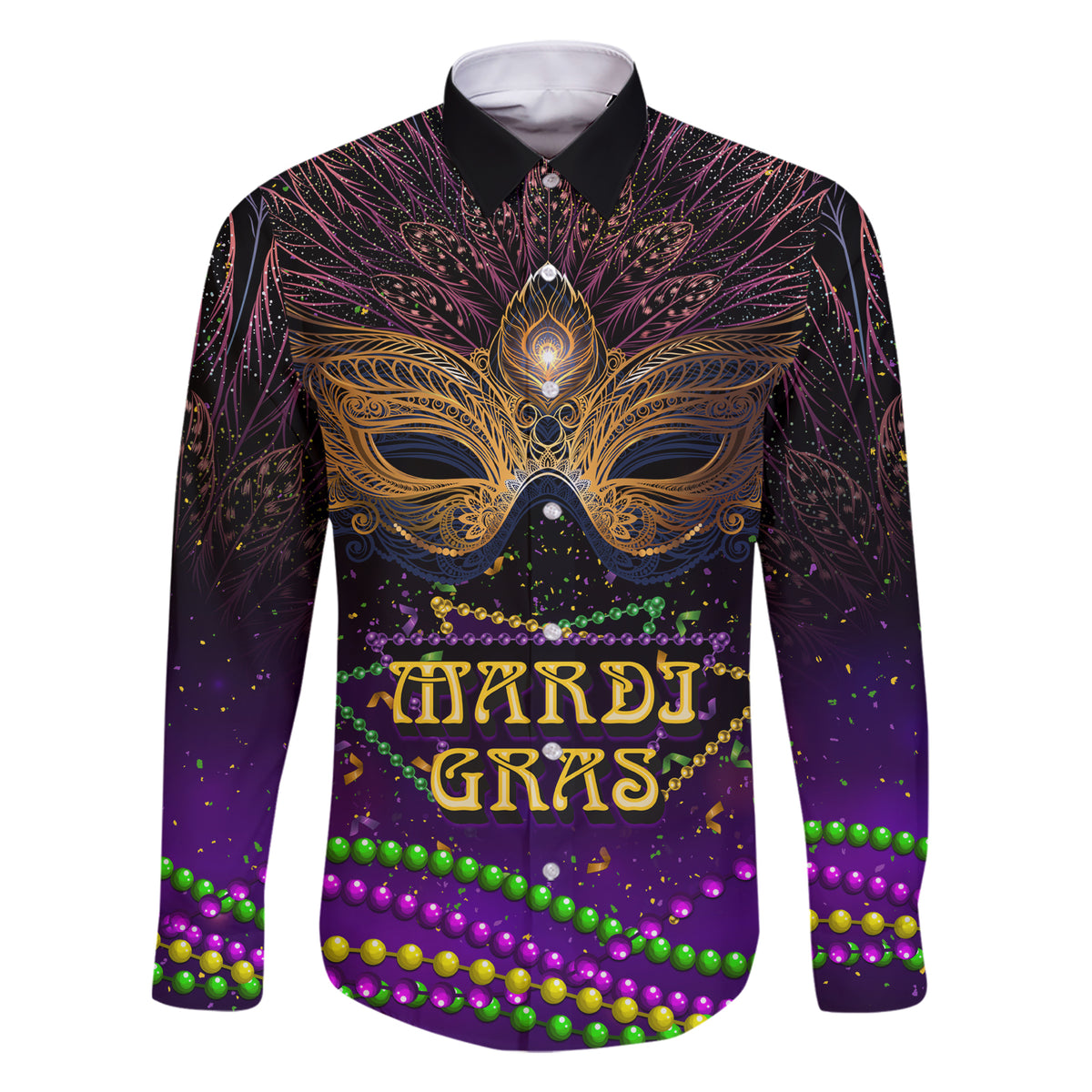 Mardi Gras 2024 Family Matching Short Sleeve Bodycon Dress and Hawaiian Shirt Carnival Mask Special Version - Wonder Print Shop