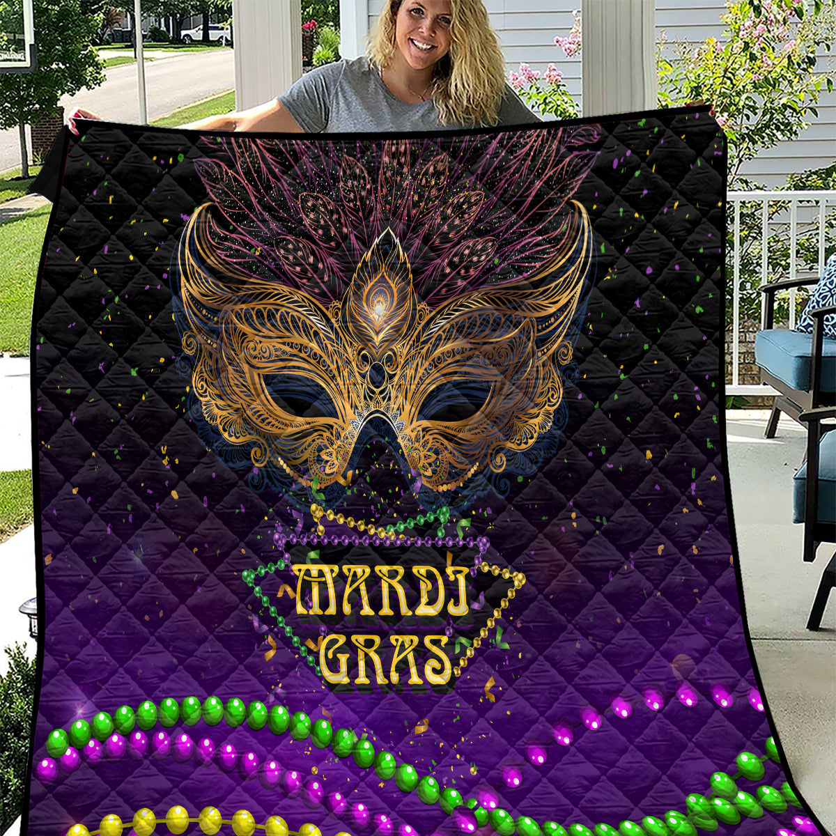 Mardi Gras 2024 Quilt Carnival Mask Special Version - Wonder Print Shop