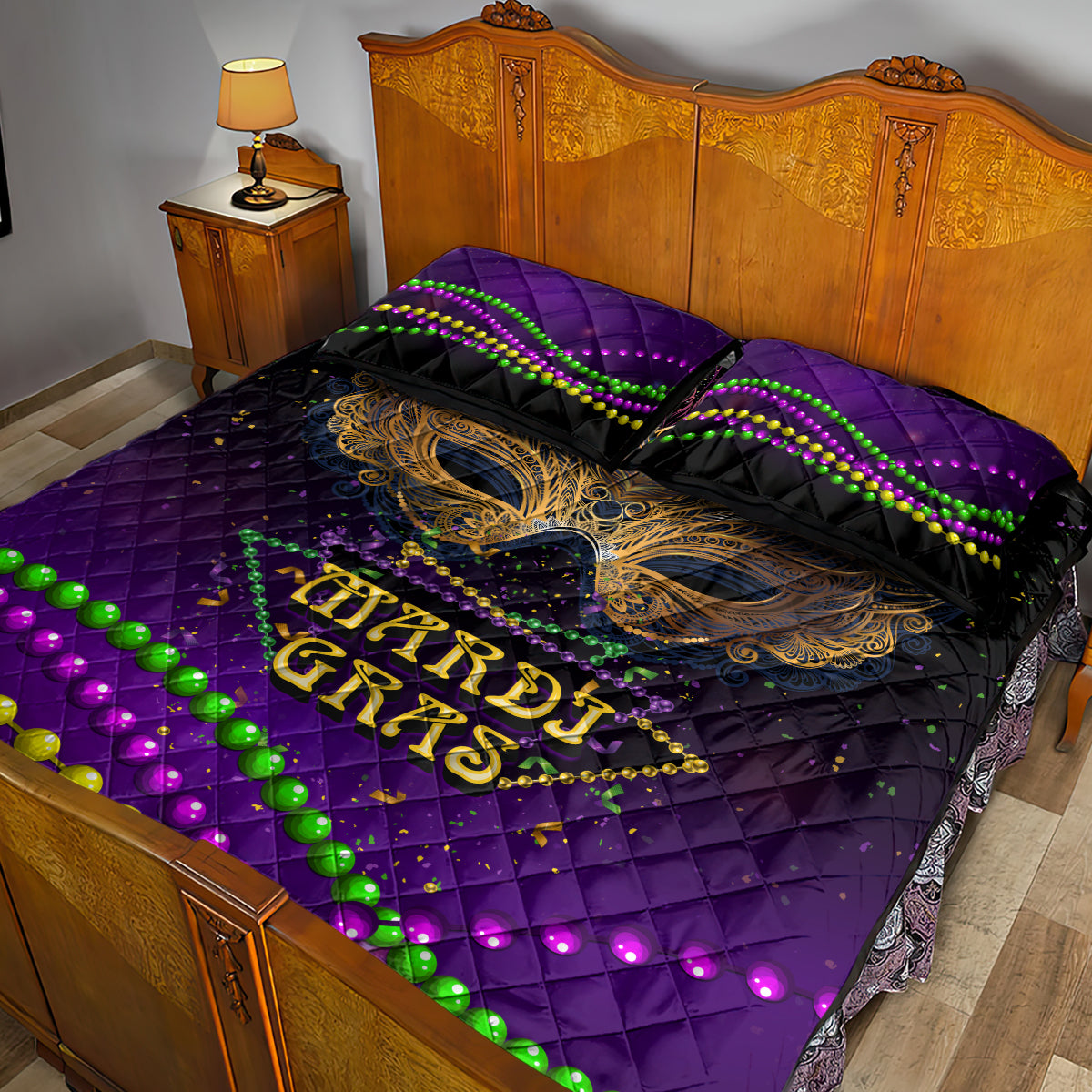 Mardi Gras 2024 Quilt Bed Set Carnival Mask Special Version - Wonder Print Shop