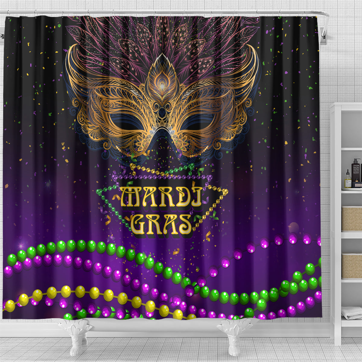Mardi Gras 2024 Shower Curtain Carnival Mask Special Version
