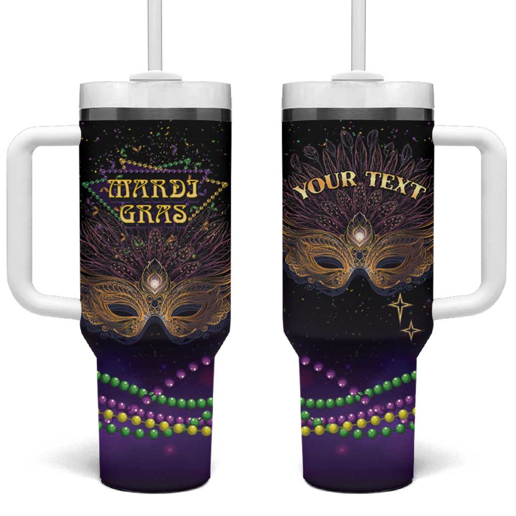 Personalized Mardi Gras Tumbler With Handle Carnival Mask Special Version - Wonder Print Shop