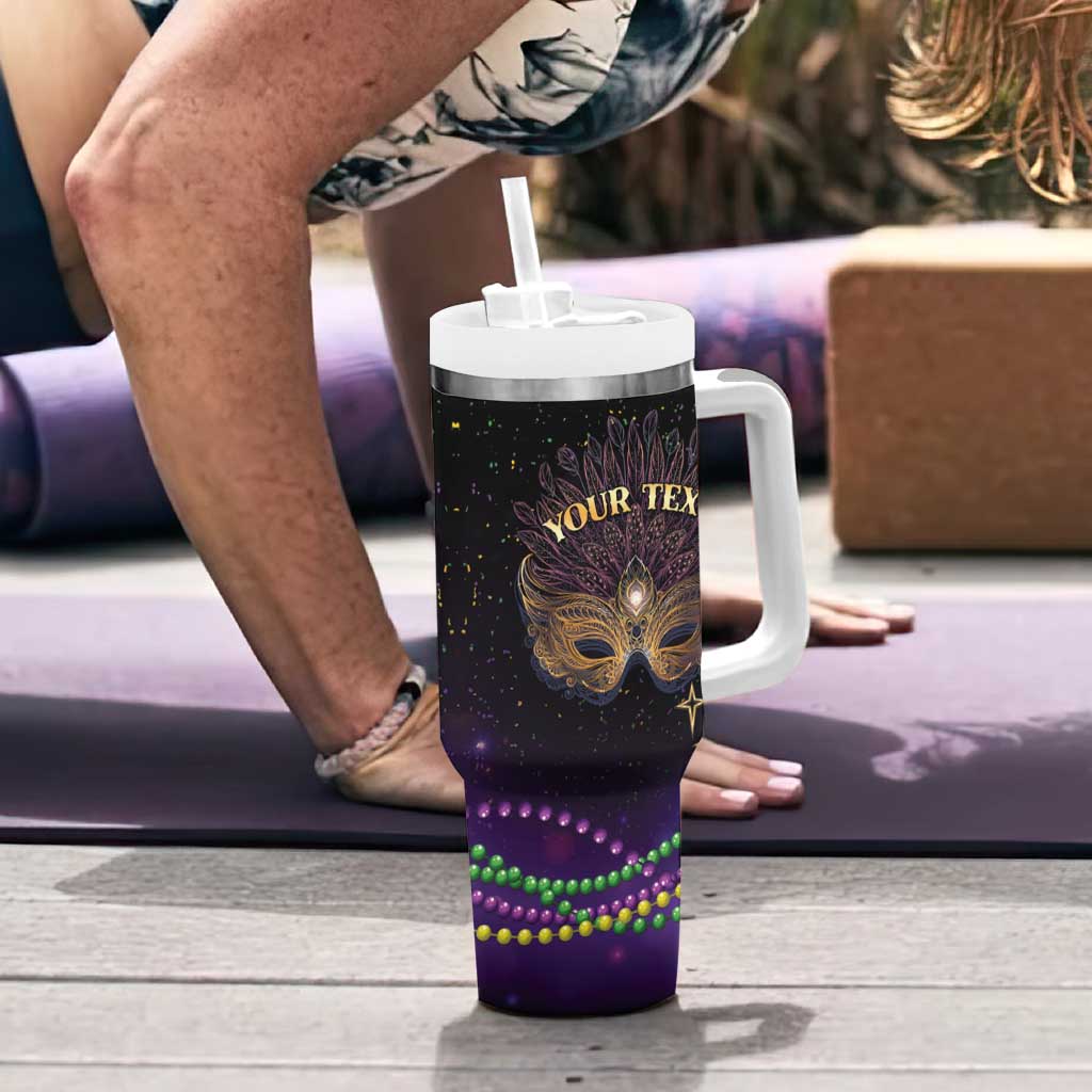 Personalized Mardi Gras Tumbler With Handle Carnival Mask Special Version - Wonder Print Shop