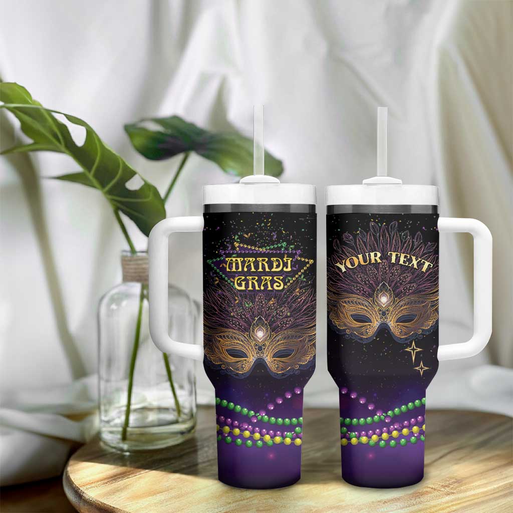 Personalized Mardi Gras Tumbler With Handle Carnival Mask Special Version - Wonder Print Shop
