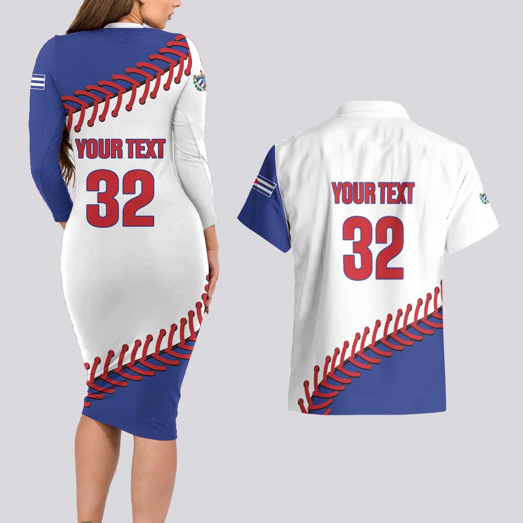 Custom Baseball Cuba 2025 Couples Matching Long Sleeve Bodycon Dress and Hawaiian Shirt Cuba Powerhouse of Baseball