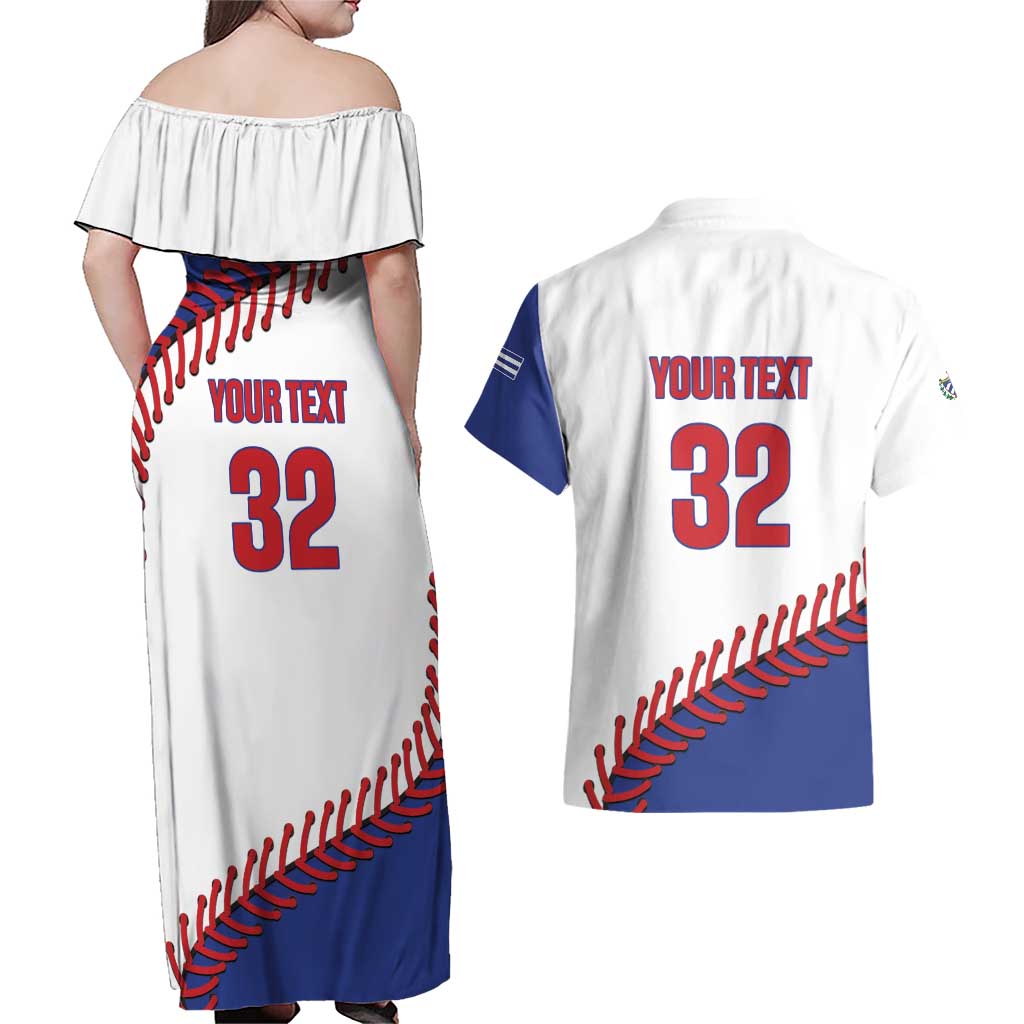 Custom Baseball Cuba 2025 Couples Matching Off Shoulder Maxi Dress and Hawaiian Shirt Cuba Powerhouse of Baseball