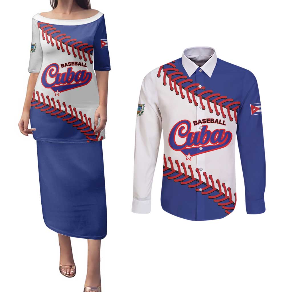 Custom Baseball Cuba 2025 Couples Matching Puletasi and Long Sleeve Button Shirt Cuba Powerhouse of Baseball