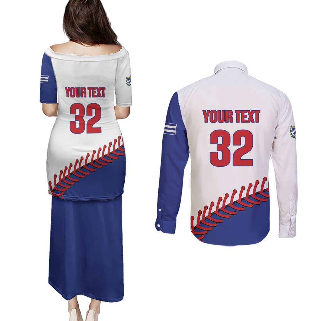 Custom Baseball Cuba 2025 Couples Matching Puletasi and Long Sleeve Button Shirt Cuba Powerhouse of Baseball