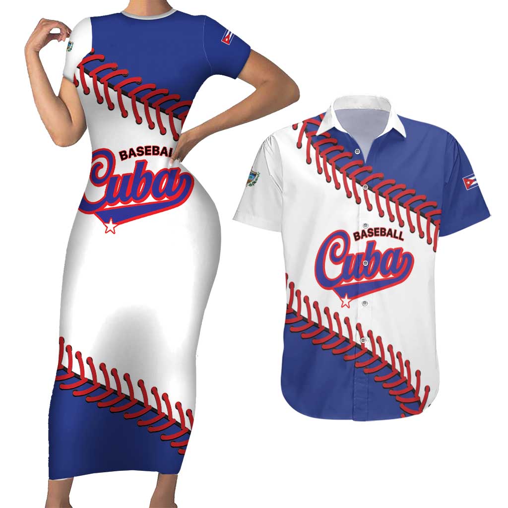 Custom Baseball Cuba 2025 Couples Matching Short Sleeve Bodycon Dress and Hawaiian Shirt Cuba Powerhouse of Baseball