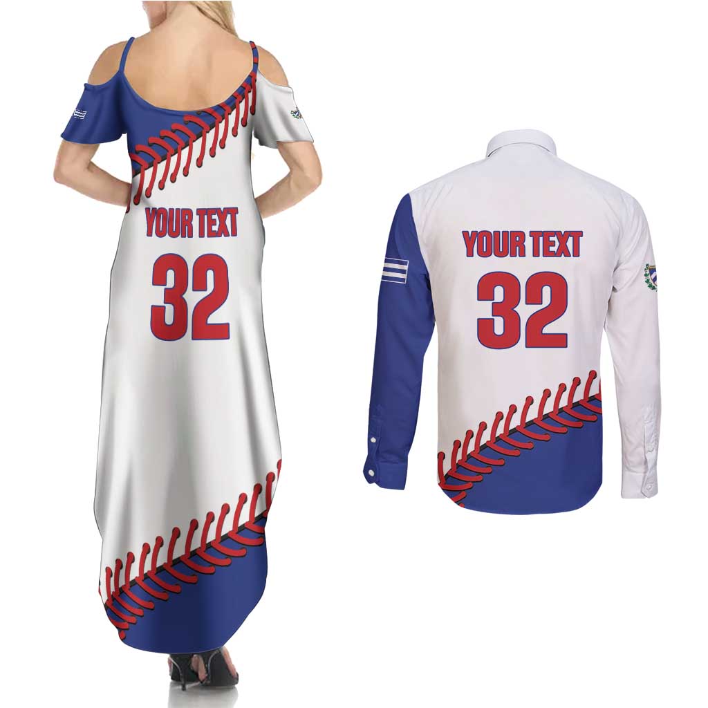 Custom Baseball Cuba 2025 Couples Matching Summer Maxi Dress and Long Sleeve Button Shirt Cuba Powerhouse of Baseball