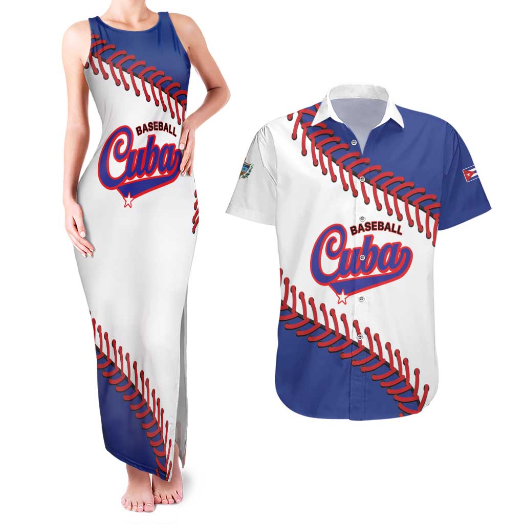 Custom Baseball Cuba 2025 Couples Matching Tank Maxi Dress and Hawaiian Shirt Cuba Powerhouse of Baseball