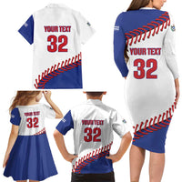 Custom Baseball Cuba 2025 Family Matching Long Sleeve Bodycon Dress and Hawaiian Shirt Cuba Powerhouse of Baseball