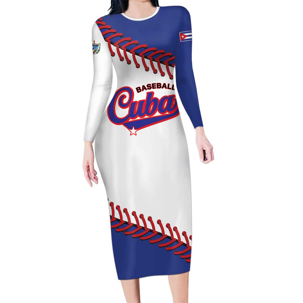 Custom Baseball Cuba 2025 Family Matching Long Sleeve Bodycon Dress and Hawaiian Shirt Cuba Powerhouse of Baseball