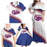Custom Baseball Cuba 2025 Family Matching Off Shoulder Maxi Dress and Hawaiian Shirt Cuba Powerhouse of Baseball