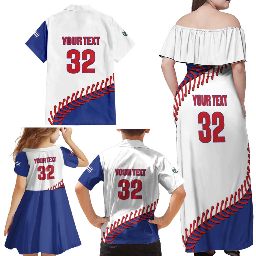 Custom Baseball Cuba 2025 Family Matching Off Shoulder Maxi Dress and Hawaiian Shirt Cuba Powerhouse of Baseball