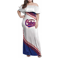 Custom Baseball Cuba 2025 Family Matching Off Shoulder Maxi Dress and Hawaiian Shirt Cuba Powerhouse of Baseball