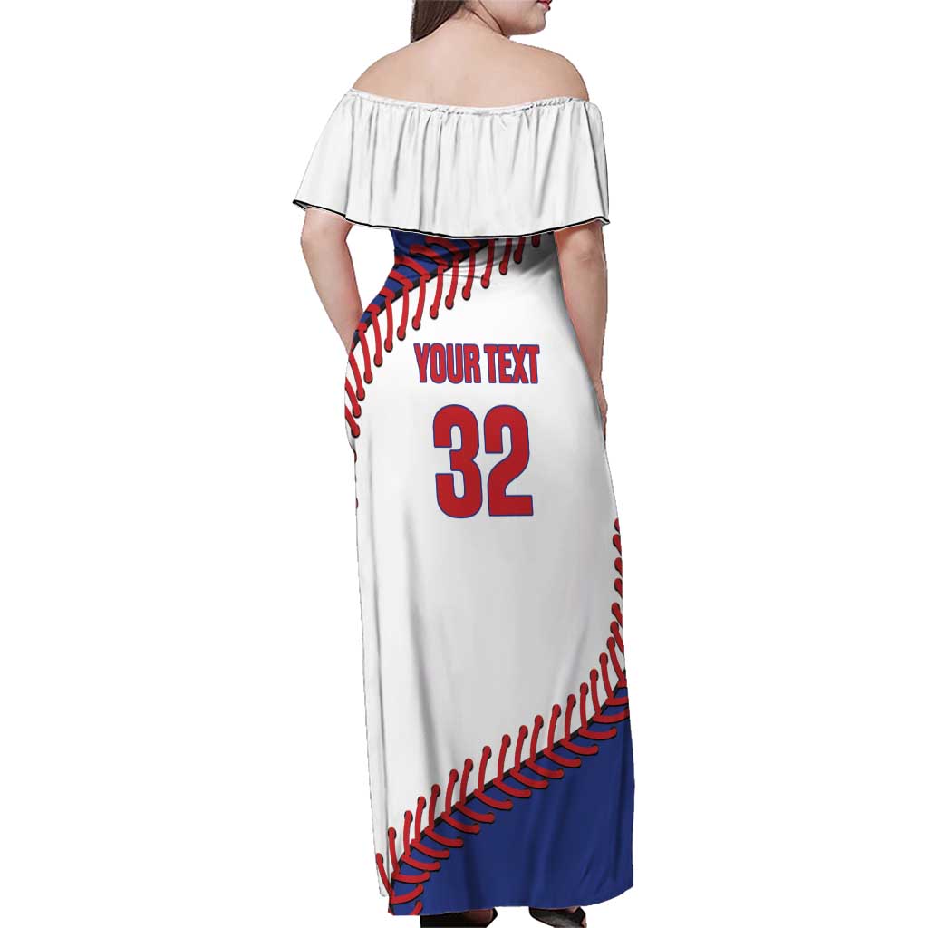 Custom Baseball Cuba 2025 Family Matching Off Shoulder Maxi Dress and Hawaiian Shirt Cuba Powerhouse of Baseball