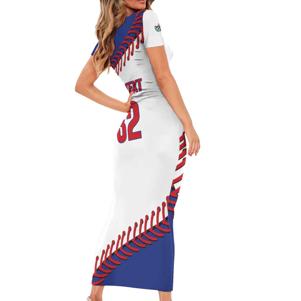 Custom Baseball Cuba 2025 Family Matching Short Sleeve Bodycon Dress and Hawaiian Shirt Cuba Powerhouse of Baseball