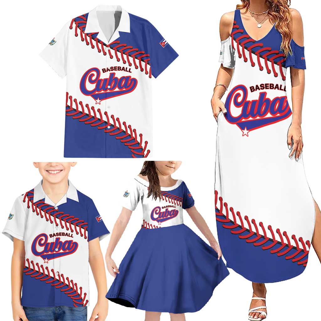 Custom Baseball Cuba 2025 Family Matching Summer Maxi Dress and Hawaiian Shirt Cuba Powerhouse of Baseball