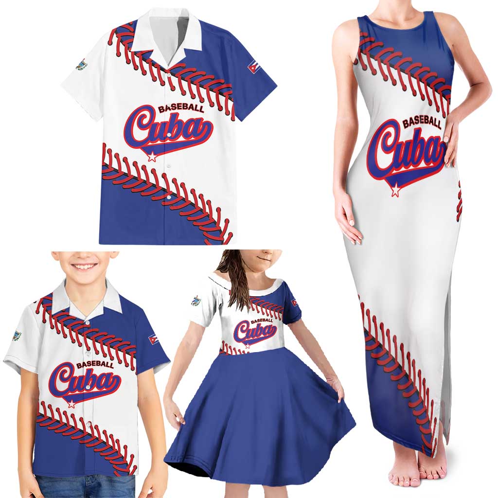 Custom Baseball Cuba 2025 Family Matching Tank Maxi Dress and Hawaiian Shirt Cuba Powerhouse of Baseball