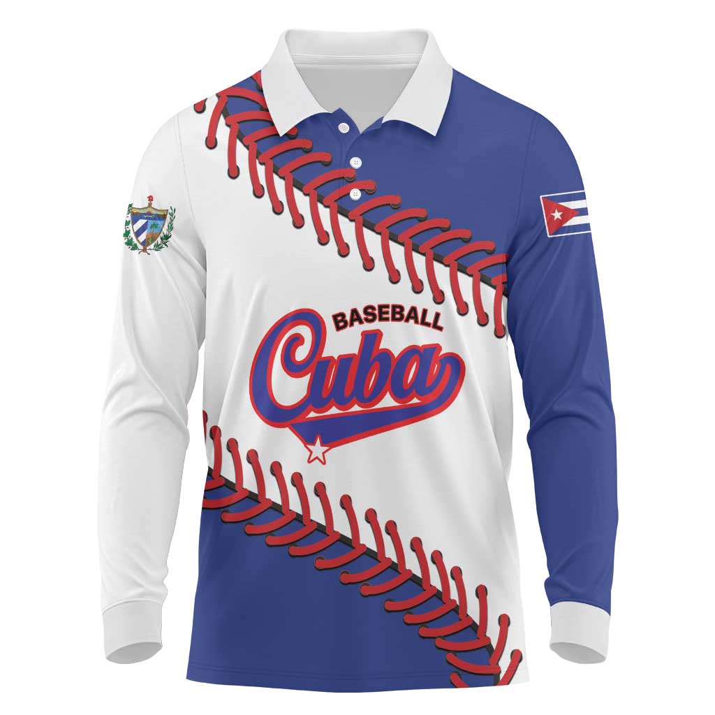 Custom Baseball Cuba 2025 Long Sleeve Polo Shirt Cuba Powerhouse of Baseball