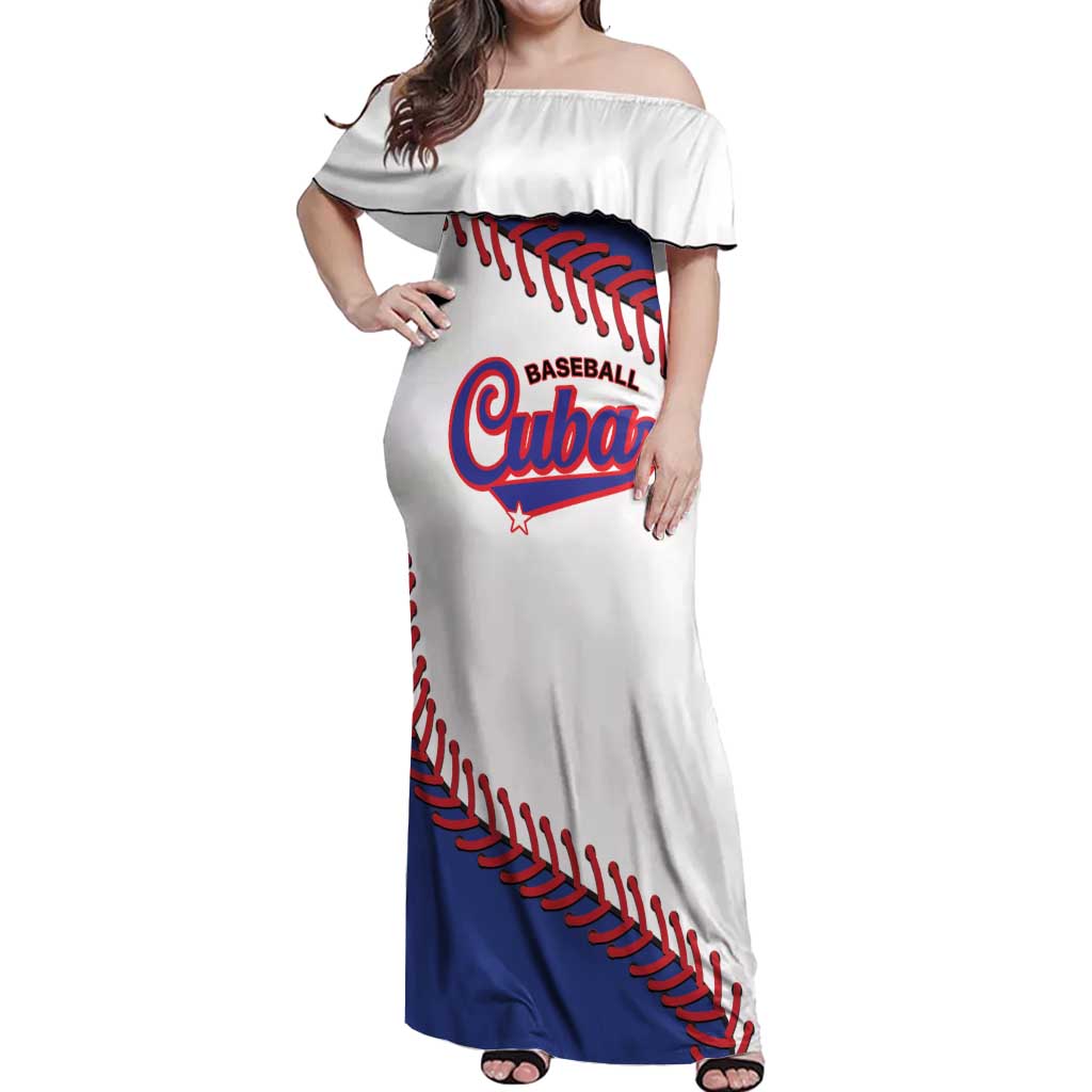 Custom Baseball Cuba 2025 Off Shoulder Maxi Dress Cuba Powerhouse of Baseball